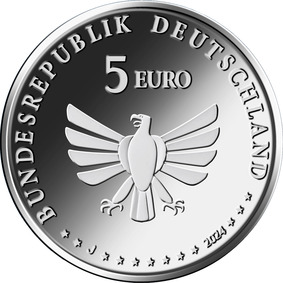 Die Wertseite zeigt einen Adler, den Schriftzug „BUNDESREPUBLIK DEUTSCHLAND“, Wertziffer und Wertbezeichnung, die Jahreszahl „2024“, die zwölf Europasterne sowie das Prägezeichen „J“.
