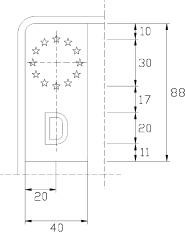 Die Lage des Eurofelds wird beispielhaft in einem zweizeiligen Kennzeichen und Kraftradkennzeichen dargestellt. Das Eurofeld befindet sich am linken Rand des Kennzeichens. Die Breite des Eurofelds beträgt 40 mm und die Höhe 88 mm. Der Sternenkranz befindet sich mittig in der linken oberen Hälfte des Eurofelds und hat einen Durchmesser von 30 mm. Darunter in einem Abstand von 17 mm ist der Kennbuchstabe D mit einer Höhe von 20 mm abgebildet.
