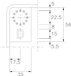 Die Lage des Eurofelds wird beispielhaft in einem verkleinerten zweizeiligen Kennzeichen dargestellt. Das Eurofeld befindet sich am linken Rand des Kennzeichens. Die Breite des Euro-Felds beträgt 35 mm und die Höhe 56 mm. Der Sternenkranz befindet sich mittig in der linken oberen Hälfte des Eurofelds und hat einen Durchmesser von 22,5 mm. Darunter in einem Abstand von 8 mm ist der Kennbuchstabe D mit einer Höhe von 15 mm abgebildet.