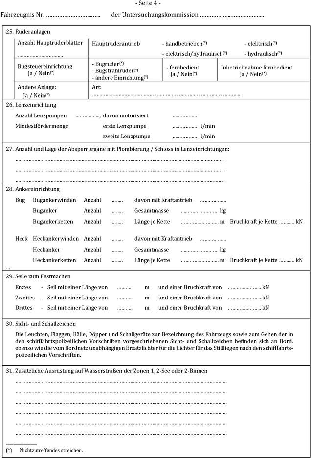 Die Abbildung zeigt das Muster eines Fährzeugnisses. Abgebildet ist die Seite 4.