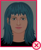Illustration einer Person mit blauen Haaren. Das Bild hat einen geringen Kontrast und ist sehr dunkel.