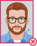 Illustration einer bärtigen Person mit Brille und offensichtlich retuschiertem Gesicht.