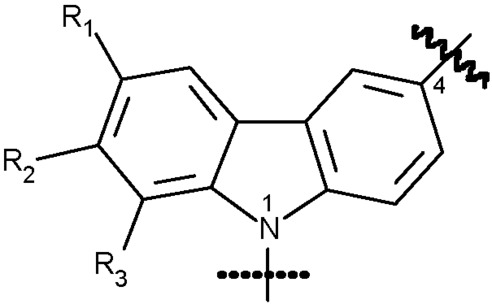 Kernstruktur der chemischen Verbindung Carbazol-1,4-diyl die im Text zuvor erläutert wird.